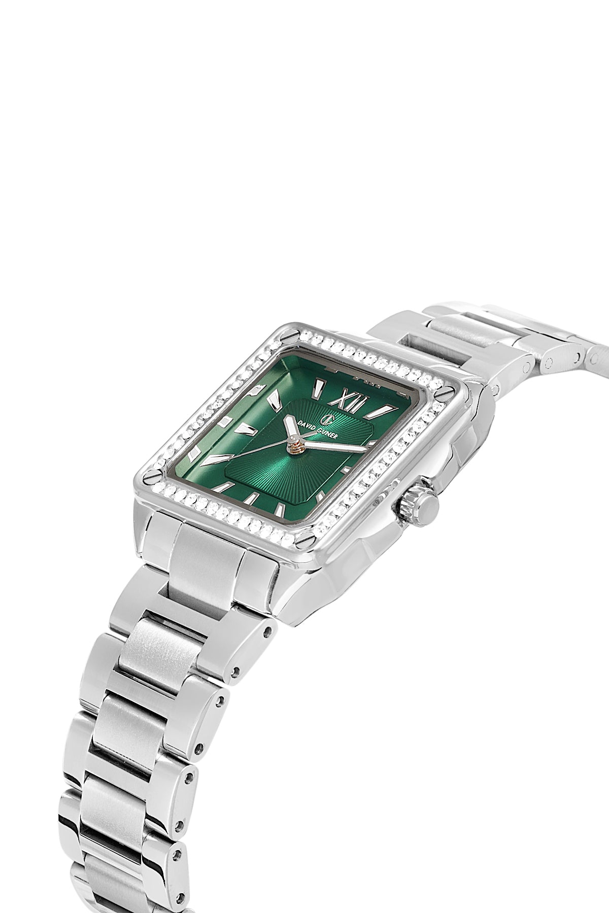 DAVID GUNER Yeşil Kadranlı Gümüş Kaplamalı Taşlı Kadın Kol Saati - DG-8669LA-A10