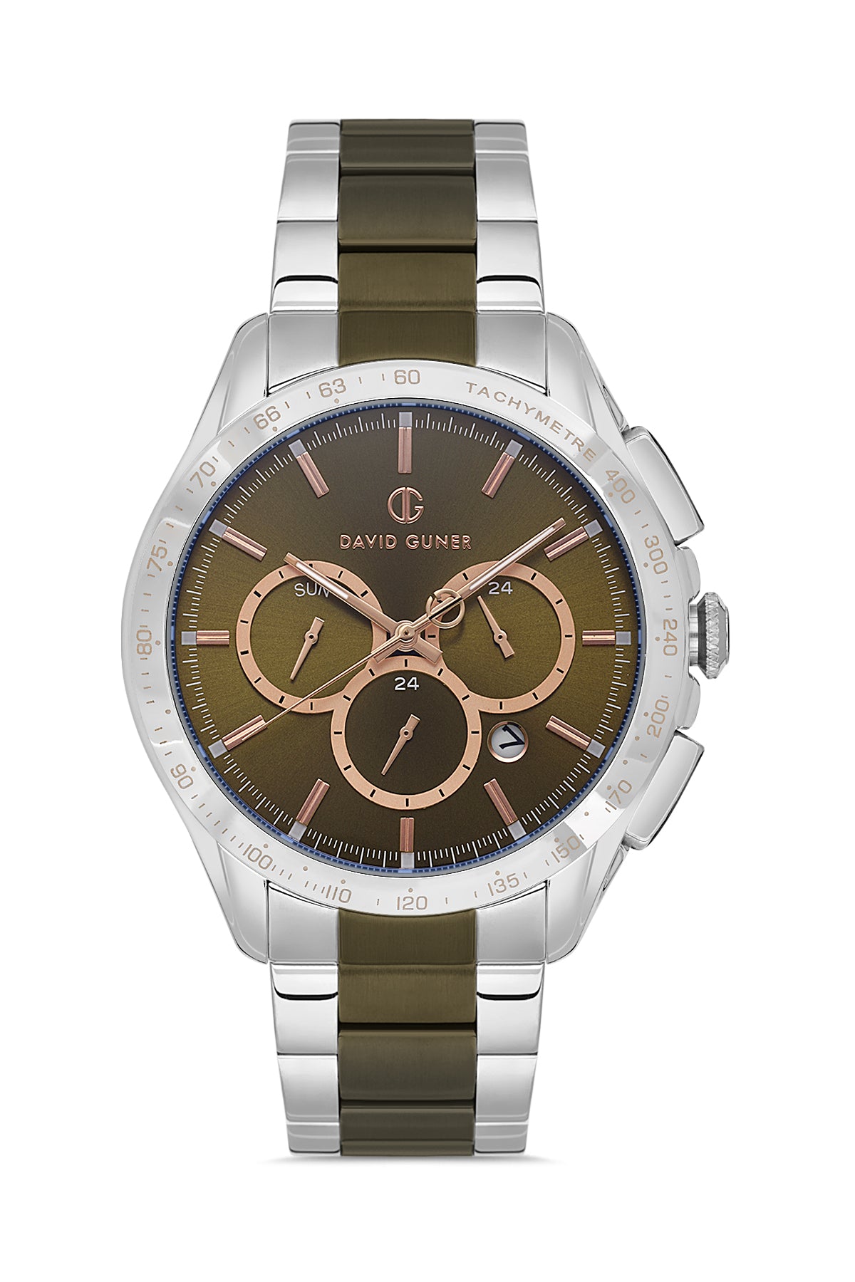 DAVID GUNER Yeşil Kadranlı Gümüş-Yeşil Kaplamalı Erkek Kol Saati - DG-8624GA-ZM10