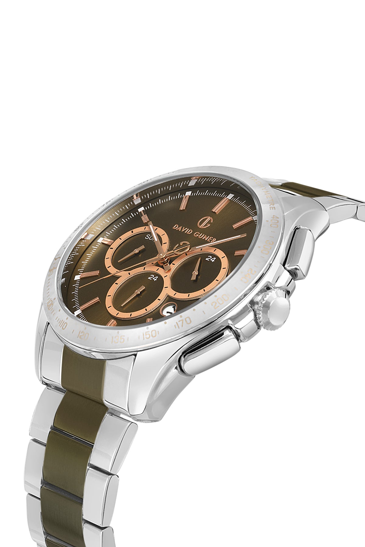 DAVID GUNER Yeşil Kadranlı Gümüş-Yeşil Kaplamalı Erkek Kol Saati - DG-8624GA-ZM10