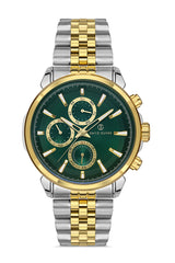 DAVID GUNER Yeşil Kadranlı Sarı-Gümüş Paslanmaz Masif Çelik Erkek Kol Saati - DG-8401GA-D10