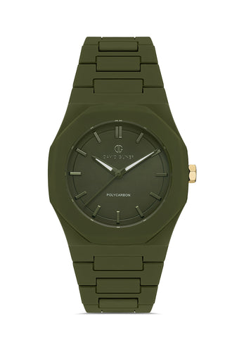 DAVID GUNER Yeşil Kadranlı Yeşil Polikarbon Kayışlı Düz Erkek Saati - DG-8701GA-ZM10