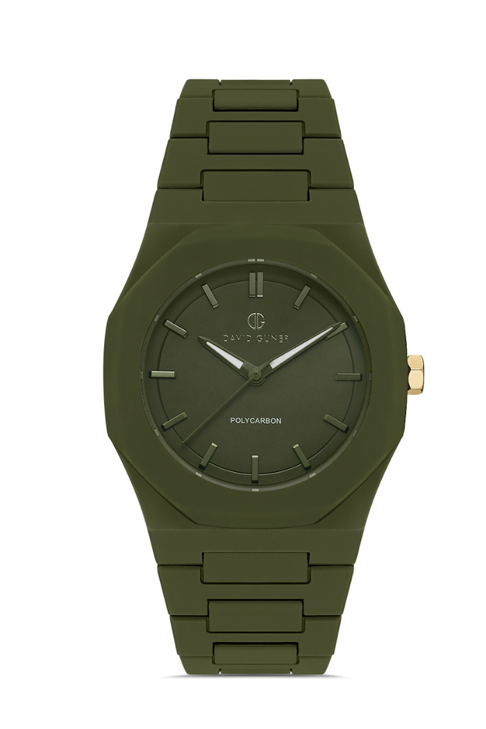 DAVID GUNER Yeşil Kadranlı Yeşil Polikarbon Kayışlı Düz Erkek Saati - DG-8701GA-ZM10