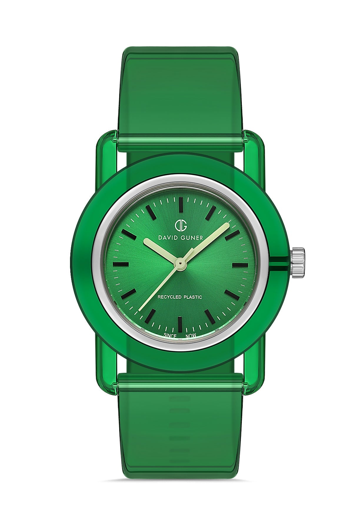 DAVID GUNER Yeşil Plastik Kordonlu Geri Dönüştürülebilir Su Geçirmez Unisex Kol Saati - DG-8661LD-ZF10