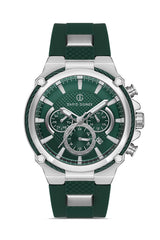 DAVID GUNER Yeşil Silikon Kordonlu Yeşil Kadranlı Gümüş Kaplamalı Multi Fonksiyonlu Erkek Kol Saati - DG-8270GD-ZM10