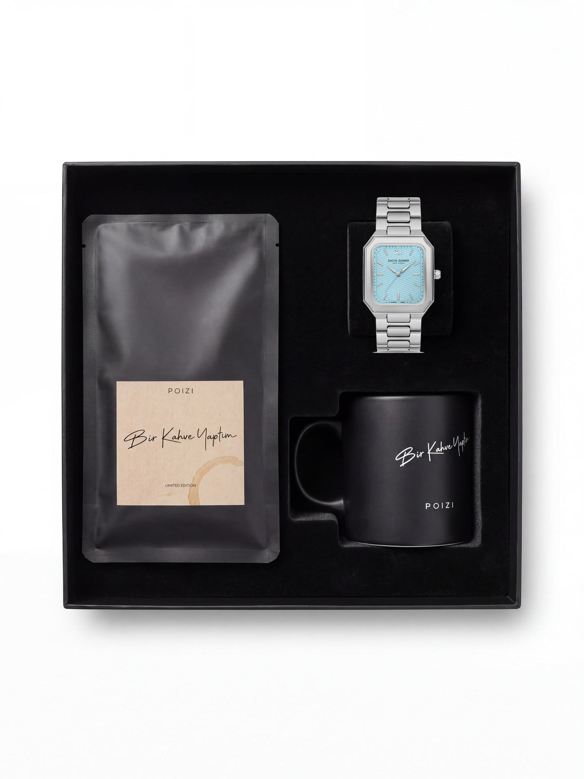 POIZI x DAVID GUNER Bir Kahve Yaptım set — Turkuaz Kadran (DG-9133GA-A15) #Saatinizi Seçin_A15 · Turkuaz Kadran