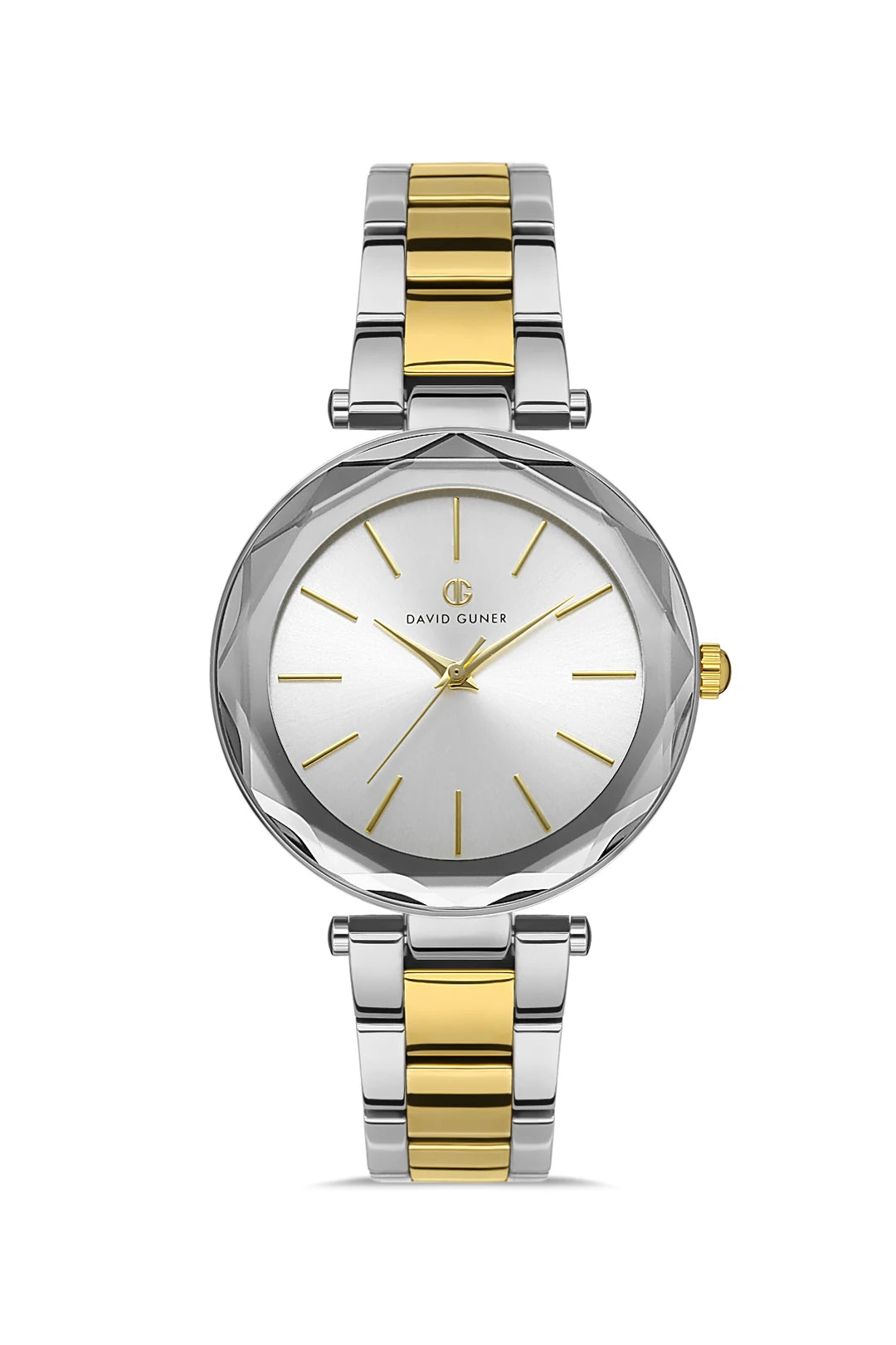 DAVID GUNER Yellow White Plated Silver Dial Women's Wristwatch